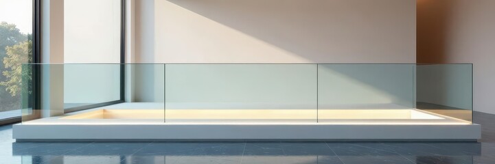 Sleek, minimalist aluminum base channel for frameless glass balustrade , aluminum, staircase, balustrade