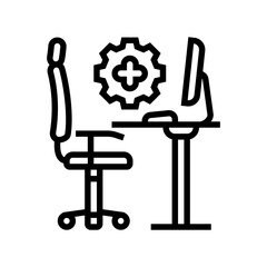 ergonomics employee health line icon vector illustration