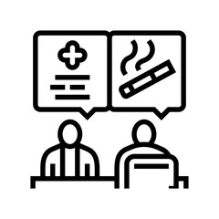 smoking cessation program employee health line icon vector illustration