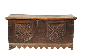 antique wooden box 17th C English Carved Oak Panel Top Blanket Chest