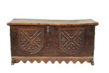 antique wooden box 17th C English Carved Oak Panel Top Blanket Chest