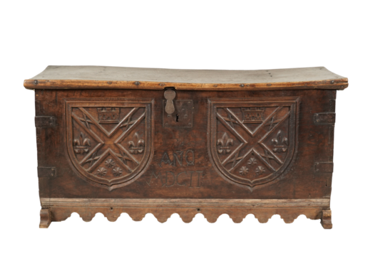 antique wooden box 17th C English Carved Oak Panel Top Blanket Chest