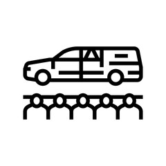 funeral procession mortality line icon vector illustration