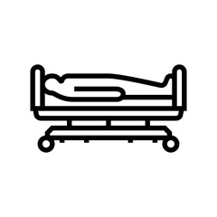 hospital bed white sheet mortality line icon vector illustration