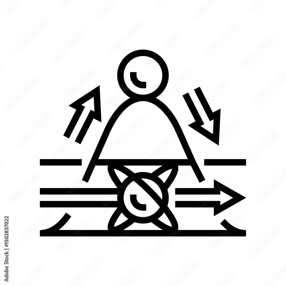 Poster tunneling quantum computer line icon vector illustration