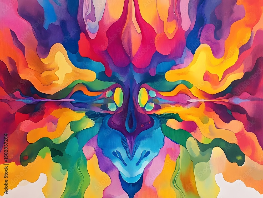 Poster vibrant abstract composition: an abstract and colorful composition with vivid hues and dynamic shape