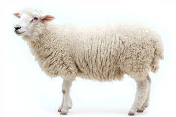 Fototapeta premium Fleecy Sheep on White