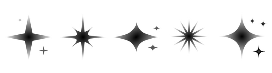 Sparkle vector icons set. Shine symbol illustration. Star sign collection.