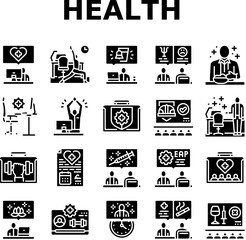 employee health office wellness icons set vector