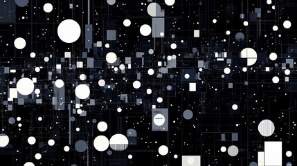 Abstract Geometric Composition: Monochromatic Digital Art