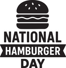 National hamburger day text with burger silhouette vector illustration.