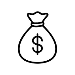 Money Bag Icon Outline – Finance Dollar Symbol Vector