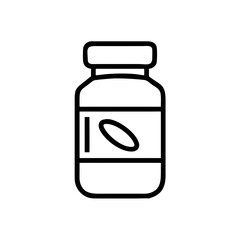 Pill Bottle Line Icon – Medicine Container Outline Vector
