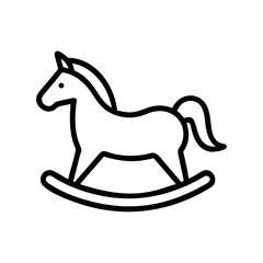 Rocking Horse Line Icon – Simple Toy Horse Outline Illustration