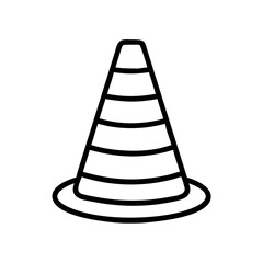 Traffic Cone Line Icon – Simple Road Safety Outline Illustration