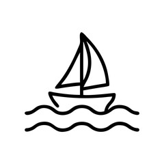 Sail Boat Icon – Ocean Sea Line Art Sailing Vector Illustration