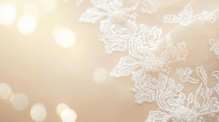 Elegant Wedding Lace Fabric with Pearl Accents