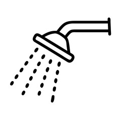 Shower Head Icon – Bathroom Water Spray Line Art Vector
