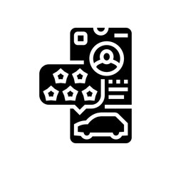 user rating share car service glyph icon vector illustration