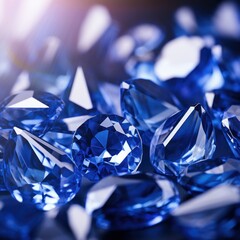 Sapphire Close Up. Close-Up of Blue Sapphire Isolated, Luxury Jewelry Concept with Shallow Depth of Field, Sparkling Sapphire Gemstones Isolated on Background with Copy Space.