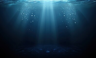 Underwater scene, light beams