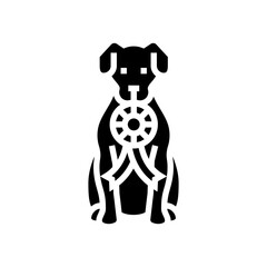 ribbon dog competition show glyph icon vector illustration
