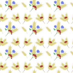 Wheat and Wildflowers Seamless Patterns