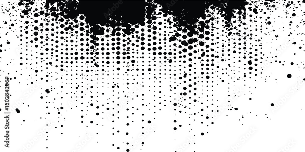 Poster Vector halftone dot pattern texture template, Vector modern abstract black splat grunge background with halftone dots pattern texture.