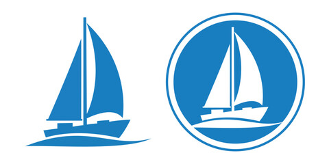 sailing club logo for blue sailboat marine fluid technology nautical design, vector boat illustration, maritime icon and aquatic symbol