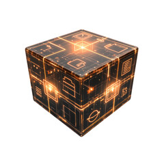 Obraz premium Futuristic Data Cube Digital Information Storage and Processing