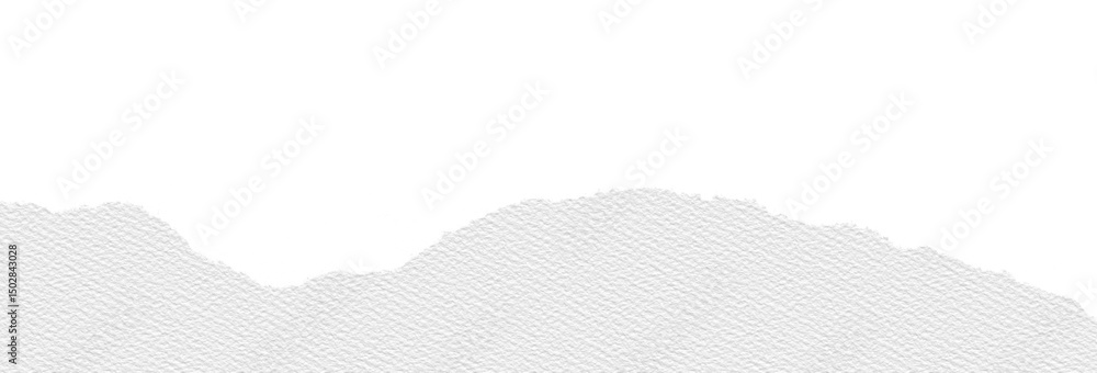 Poster White canvas paper texture with rough, ripped edge and torn border, creating dramatic contrast between textured surface and transparency background