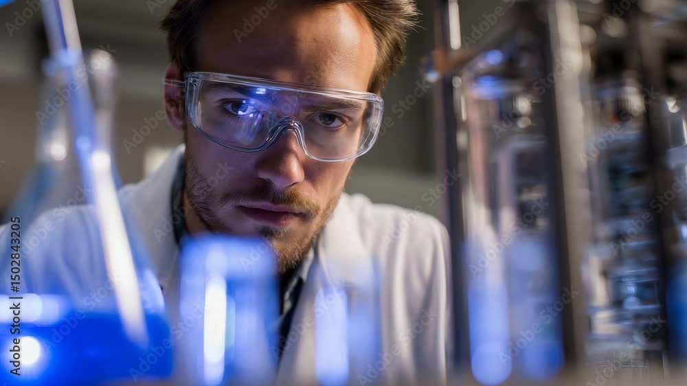 Poster scientist conducting experiment in a lab