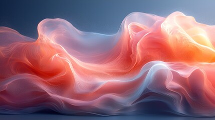 Abstract flowing fabric, orange and blue hues.