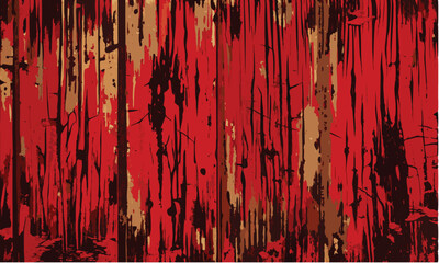 Red Abstract Texture with Dripping Paint and Vertical Wooden Effect