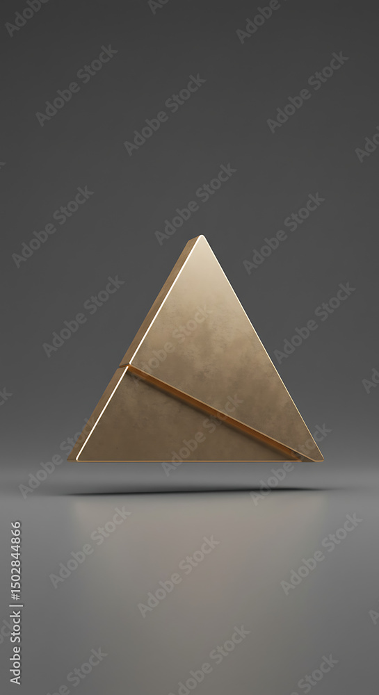 Poster abstract gold triangle geometric shape modern minimalist design element 3d render