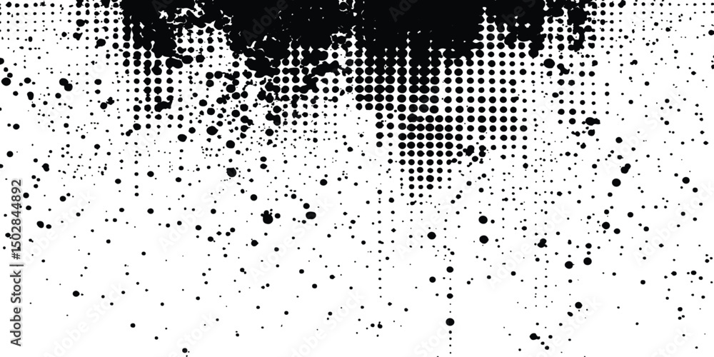 Leinwandbilder Vector halftone dot pattern texture template, Vector modern abstract black splat grunge background with halftone dots pattern texture.