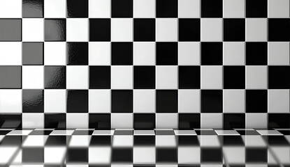 Obraz premium Black and White Checkerboard Tile Floor