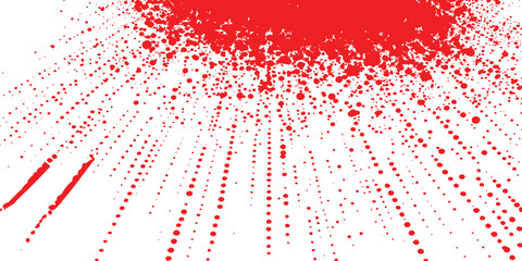 Red halftone dotted grunge texture. Vector grunge texture on distress background. Glitch distorted grange shape. Dust and dots screen print texture.