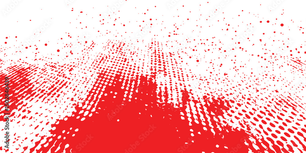 Poster red halftone dotted grunge texture. vector grunge texture on distress background. glitch distorted g