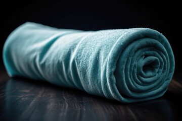 A rolled up towel sitting on a table