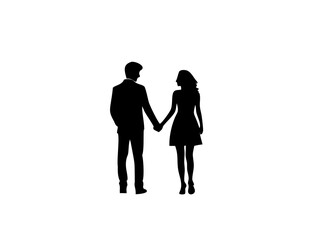 A Couple Silhouetted In A Deserted City Street At Professional Modern & Minimalist Illustration fo