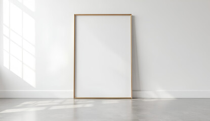 Vertical Blank Frame on White Floor Background