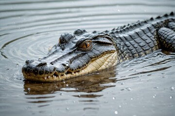 Obraz premium A big alligator swimming in a lake or river