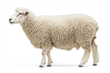 Fluffy Sheep on White Background