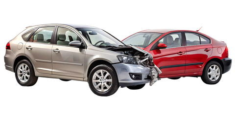 Fototapeta premium two cars accident crash isolated on white background 