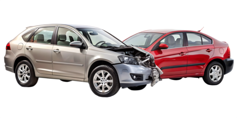  two cars accident crash isolated on white background 