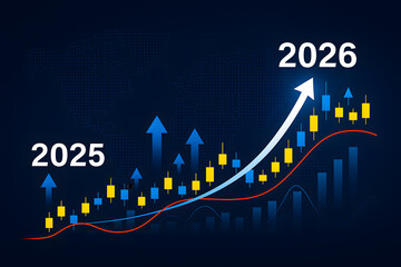 Stock Market Growth Forecast 2025 to 2026 with Candlestick and Trend Arrows