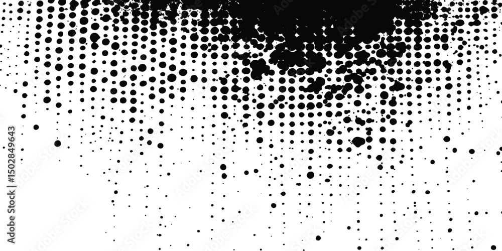 Poster vector halftone dot pattern texture template, vector modern abstract black splat grunge background w