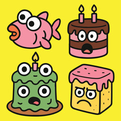 Quirky Animated Desserts and Characters with Expressive Faces