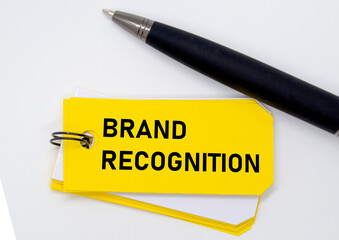 Brand recognition concept repeated on yellow sticky showing identity reinforcement and visibility.
